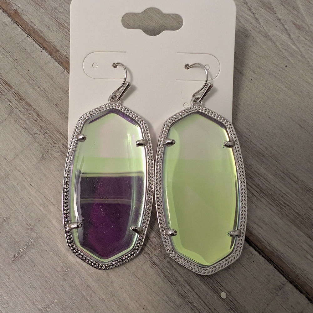 Kendra Scott Danielle Earrings Silver And Dichroic Glass